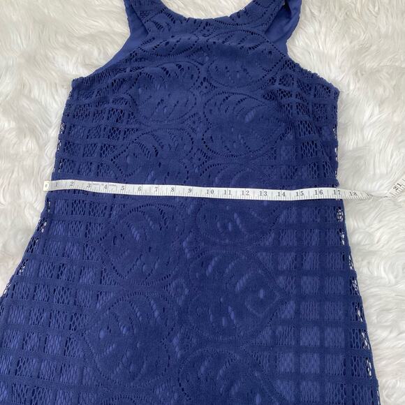 Lilly Pulitzer Women's Mango Shift Dress True Navy Leaf Palm Size S Lace - Picture 6 of 16